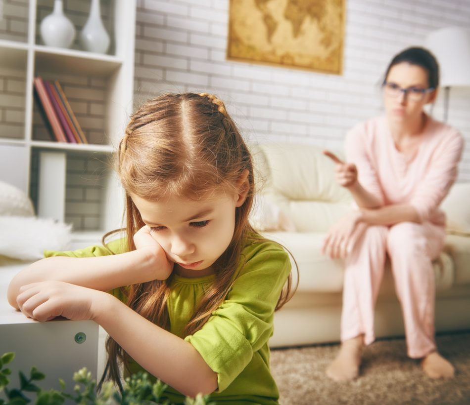 mother scolds her child